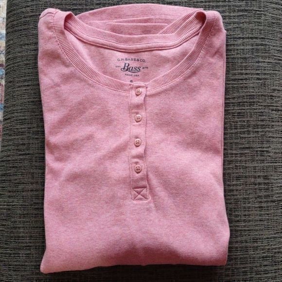 G.H Bass & Co. Henly Button Neck Salmon Pink Long Sleeve Sz S - Picture 11 of 11